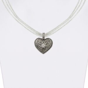 Trachtencollier mit Herzanhänger verschiedenfarbig 008416 ~ weiß