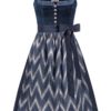 Midi Dirndl 70 cm blau grau Samt Amalia 015906 - limitiert ~ 36