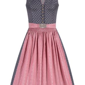 Midi Dirndl 65 cm blau rosenholz Louise 010226 ~ 32