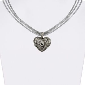 Trachtencollier mit Herzanhänger verschiedenfarbig 008416 ~ grau