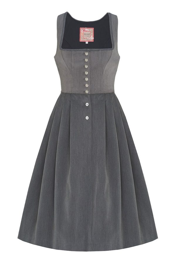 Midi Dirndl 70cm Gastro grau Stretch Babette 006871 ~ 32