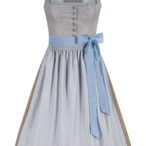 Midi Dirndl 65 cm blaugrau silber Caroline 014678 ~ 36