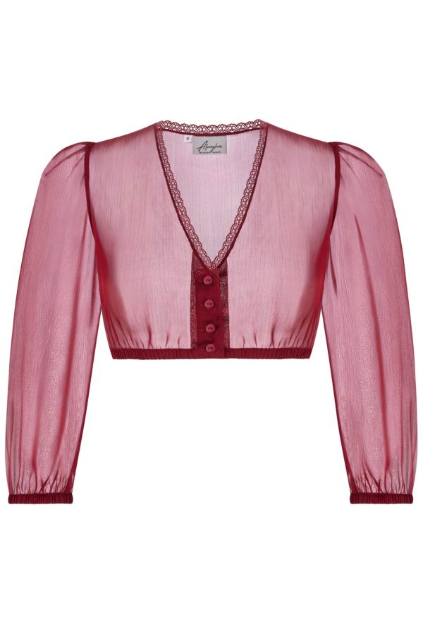 Dirndlbluse aus Chiffon ~ 32 ~ rot
