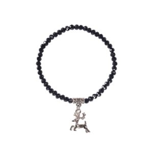Kristallarmband mit Hirsch-Anhänger verschiedenfarbig 008464 ~ schwarz