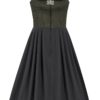 Midi Dirndl 70 cm Gastro oliv schwarz Stretch Emma 014195 ~ 52