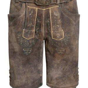 Lederhose kurz mit Gürtel braun antik Eilert 002371 ~ 52