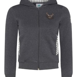 Kinder Kapuzen-Sweatjacke anthrazit mit Hirschstickerei Ben 007991 ~ 104