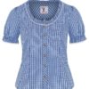 Trachtenbluse kurzarm blau kariert Neumühl 011517 ~ 32