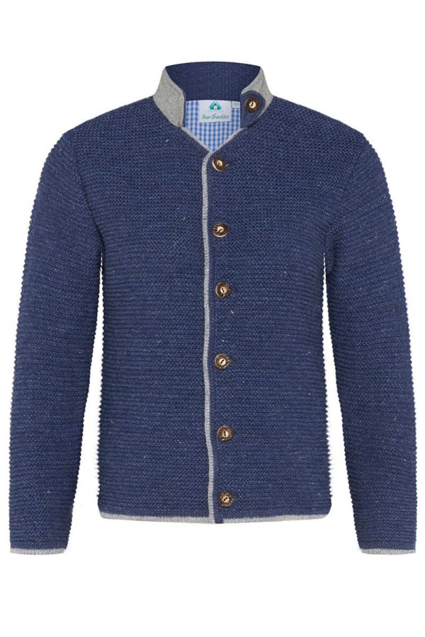 Kinder Strickjacke blau meliert grau 005103 ~ 104