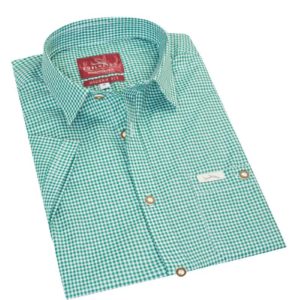 Trachtenhemd kurzarm dunkelgrün kariert Andy 010271 ~ 3XL
