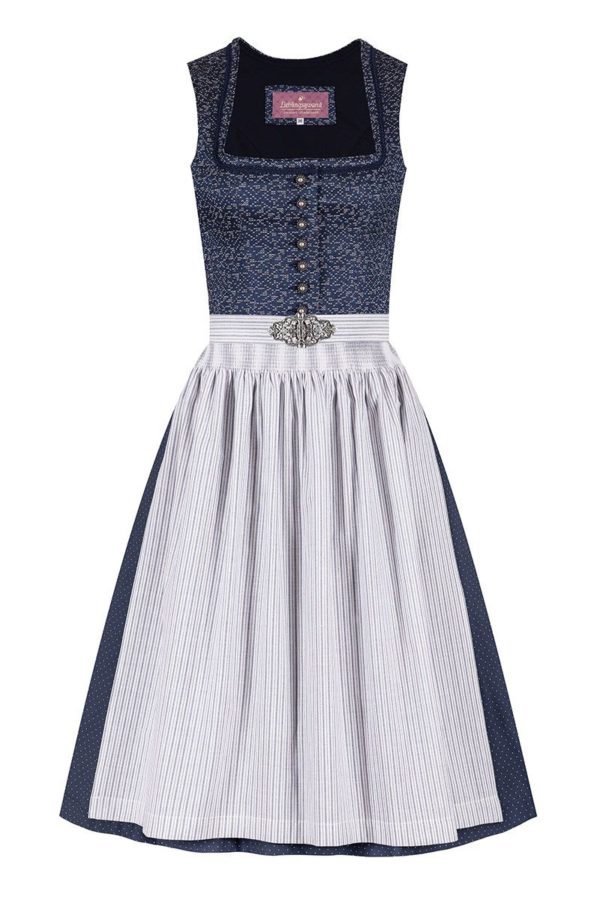 Midi Dirndl 65 cm dunkelblau weiß Mathilda 010041 ~ 36