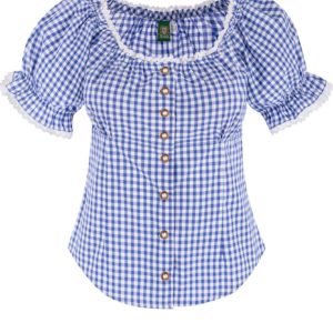 Trachtenbluse mit Karomuster ~ 34 ~ blau