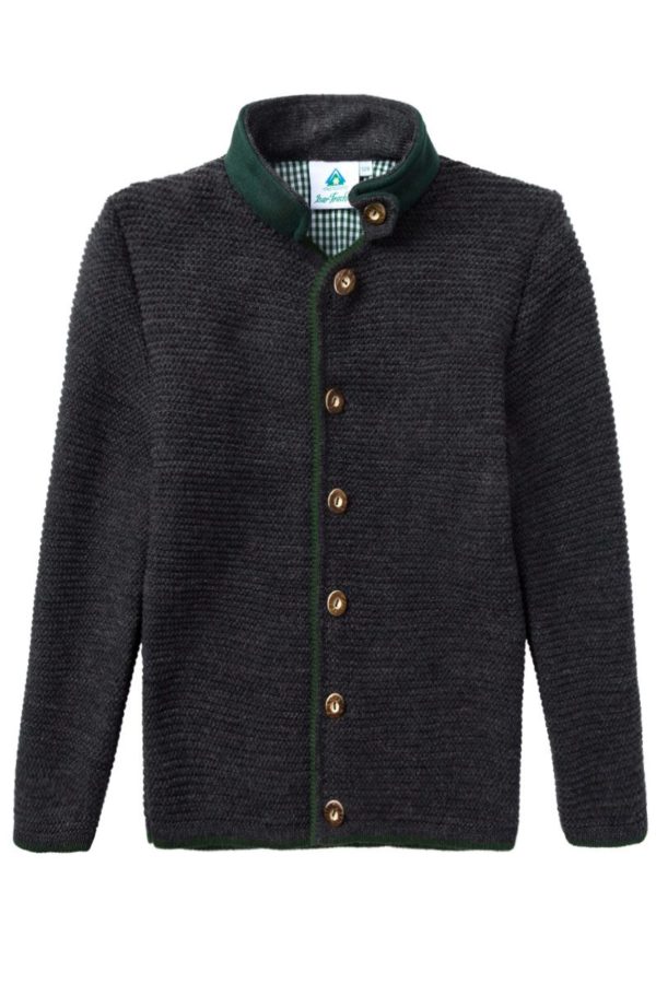 Kinder Trachten Strickjacke anthrazit grün 001166 ~ 104