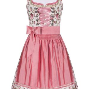 Mini Dirndl 55cm creme geblümt rosa Linda 006923 ~ 30