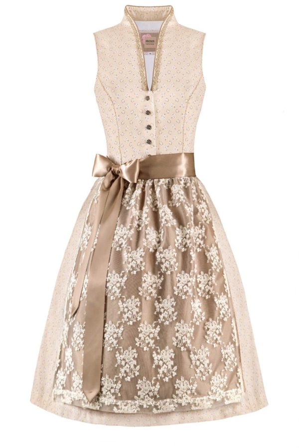 Mini Dirndl 60cm creme geblümt taupe Thea 004739 ~ 30