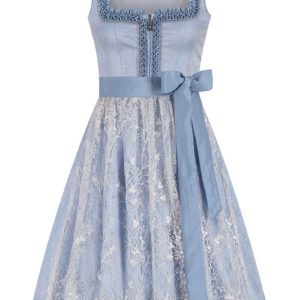 Midi Dirndl 65 cm hellblau silber Elena 014818 ~ 36