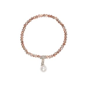 Kristallarmband mit Perlen-Anhänger verschiedenfarbig 008466 ~ taupe