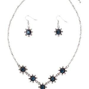 Schmuckset - Collier & Ohranhänger 000160 ~ dunkelblau