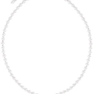 Kinder Perlencollier mit Strass-Herz 003975 ~ weiß