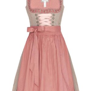 Mini Dirndl 55cm taupe koralle gepunktet Dana 006169 ~ 32