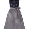 Dirndl lang 80 cm dunkelblau gemustert silber Anneliese 003667 ~ 38