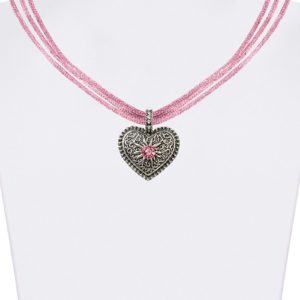 Trachtencollier mit Herzanhänger verschiedenfarbig 008416 ~ rosa