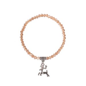 Kristallarmband mit Hirsch-Anhänger verschiedenfarbig 008464 ~ beige
