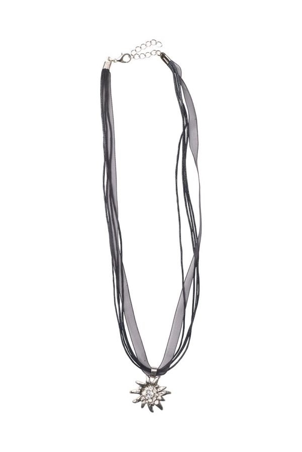 Collier mit Edelweissanhänger 000157 ~ schwarz
