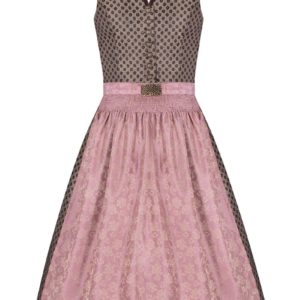 Midi Dirndl 65cm braun gemustert altrosa Nadia 005610 ~ 34