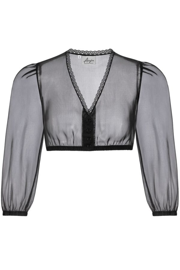 Dirndlbluse aus Chiffon ~ schwarz ~ 34