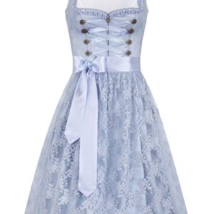 Midi Dirndl 65 cm hellblau mit Perlenborte Eloisa 010713 ~ 40