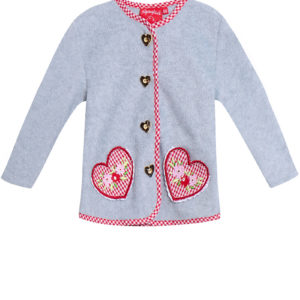 Kinder Trachtenjacke hellgrau rot 011405 ~ 116
