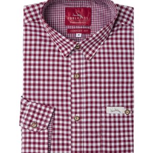 Trachtenhemd langarm dunkelrot kariert Robby 005114 ~ 3XL