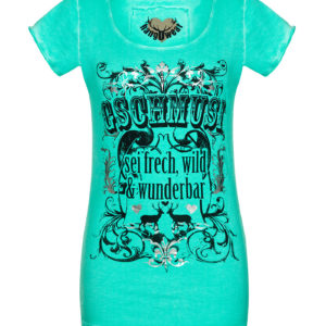 Trachtenshirt kurzarm mintgrün 'Gschmusi' Gerti 131606 ~ M