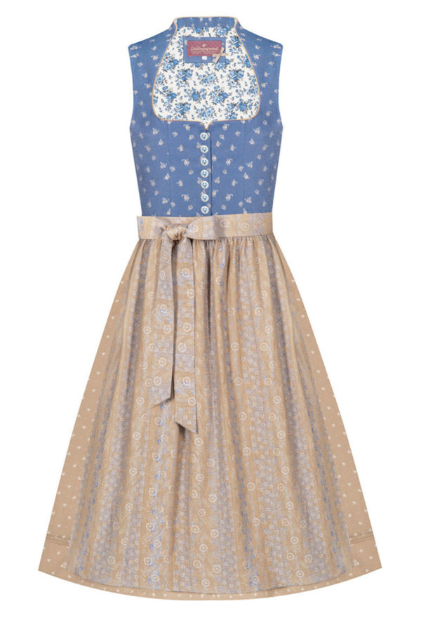Dirndl lang 80 cm hellblau beige Nicoletta 005207 - limitiert ~ 38