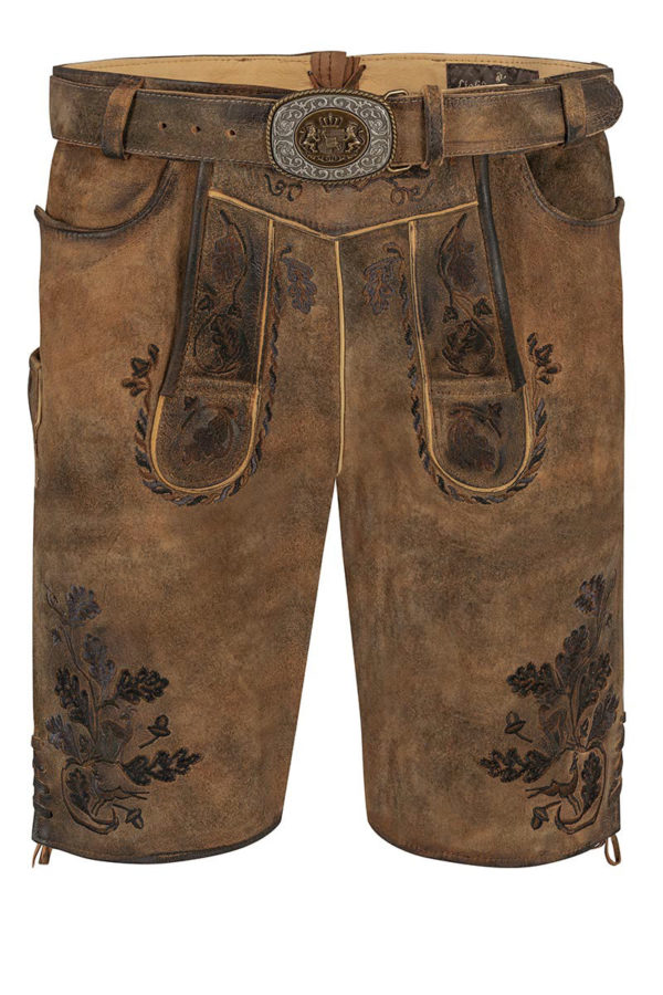Lederhose kurz mit Gürtel braun Wörthsee 010762 ~ 46