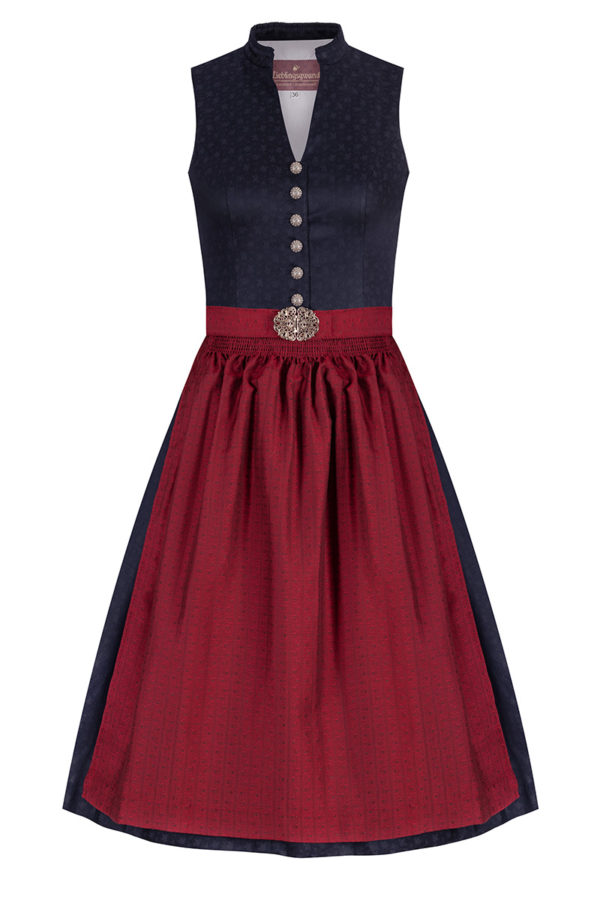 Midi Dirndl 65 cm dunkelblau rot Viktoria 010934 ~ 46