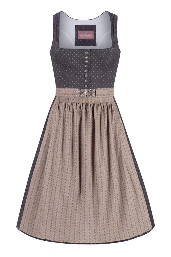 Midi Dirndl 70 cm anthrazit taupe Valerie 016553 ~ 44