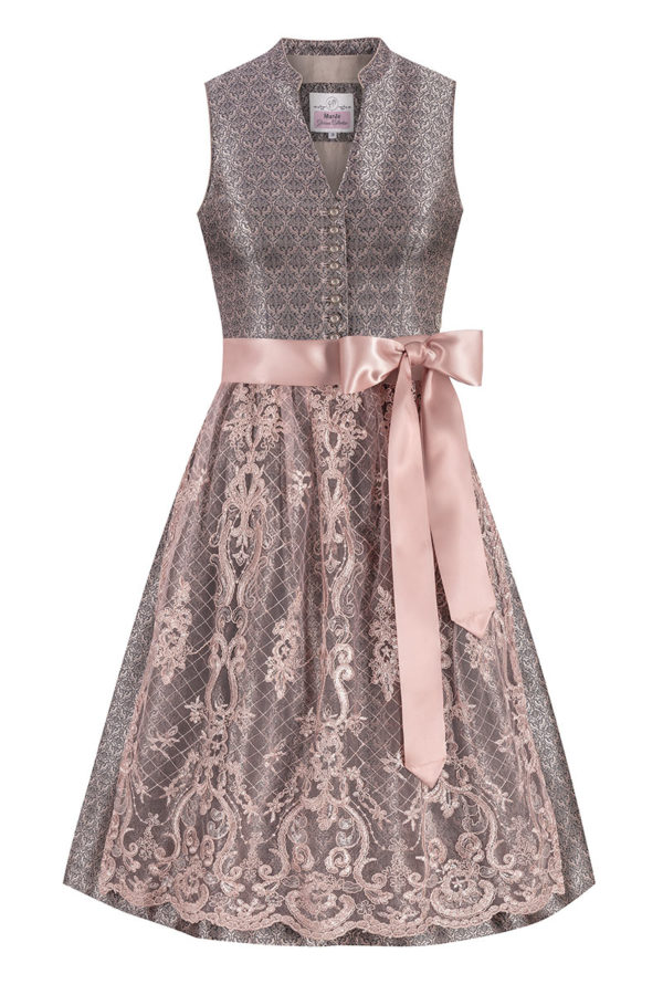 Midi Dirndl 65 cm grau altrosa Kim 014992 ~ 32