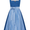 Dirndl lang 85 cm blau hellblau gemustert mit Brosche Dina 009193 ~ 42