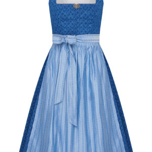 Dirndl lang 85 cm blau hellblau gemustert mit Brosche Dina 009193 ~ 42