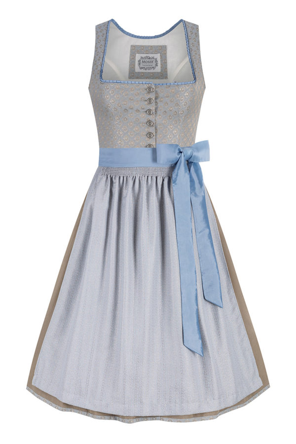 Midi Dirndl 65 cm blaugrau silber Caroline 014678 ~ 36