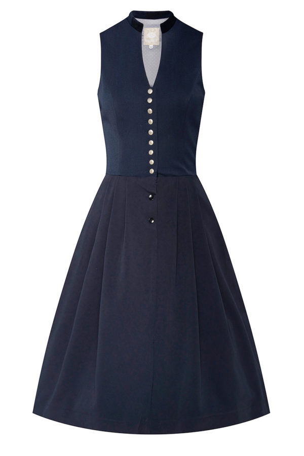 Midi Dirndl 65 cm Gastro dunkelblau Viona 006946 ~ 32