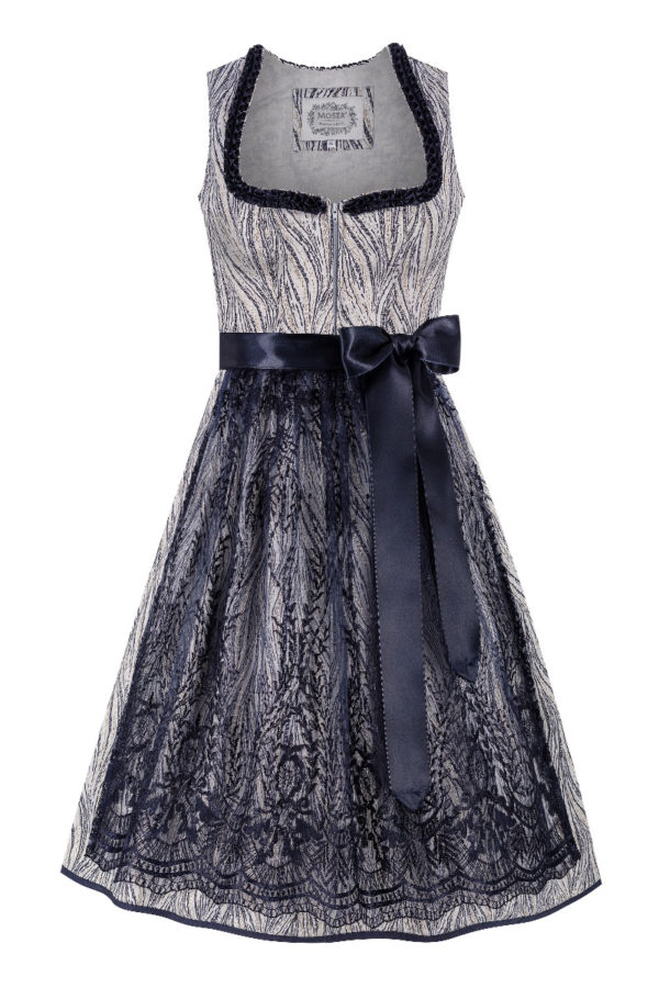 Midi Dirndl 70 cm grau metallic blau Joline 015942 ~ 34