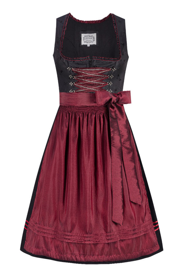 Midi Dirndl 70 cm schwarz dunkelrot Klara 016556 ~ 38