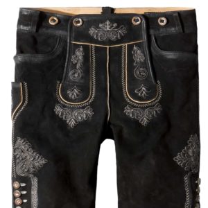 Trachtenlederhose Beppo4 (schwarz gespeckt