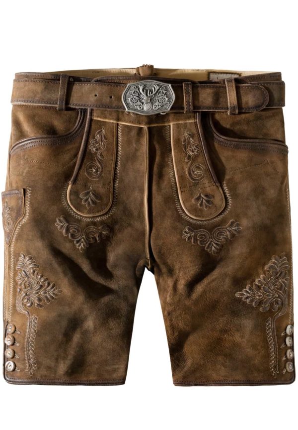 Trachtenlederhose Bertl (stein geäscht-natur