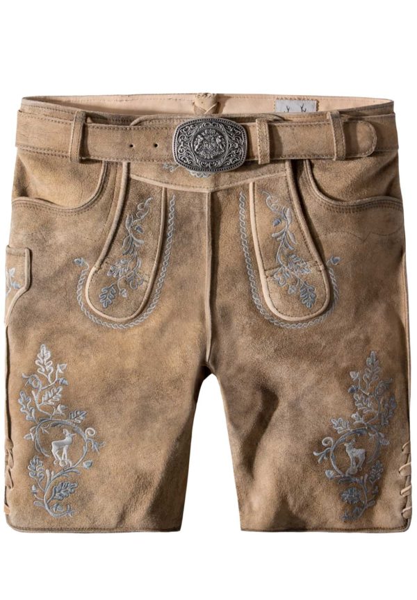 Trachtenlederhose Girgl (senf gespeckt-grau