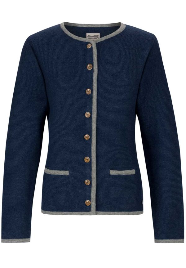 Trachtenstrickjacke Caro (nachtblau-grau