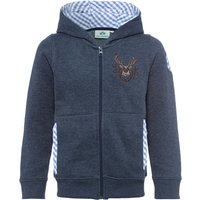 Kinder Kapuzen-Sweatjacke jeansblau mit Hirschstickerei Ruben 001579 ~ 116